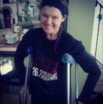 me on crutches